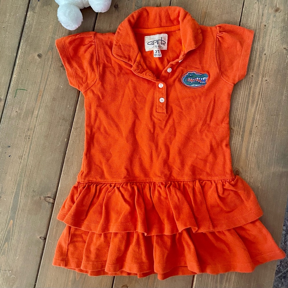 Orange Polo Dress with Ruffle Skirt